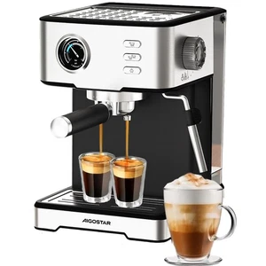 AIGOSTAR KEN MACCHINA DA CAFFÈ ESPRESSO E CAPPUCCINO 1400 WATT 20 BAR 1.7L - Foto 1 di 8