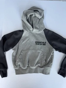 Essentials Fear Of God Boys Gray And Black Hoodie Size 6/7 - Picture 1 of 5