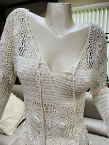 Amazing Crocheted Light Cream Color top by BETTE PAIGE - Picture 1 of 11