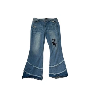 Ashley Stewart Flare Jeans Ripped Distressed Frayed Hem Plus Size 20 - Picture 1 of 7