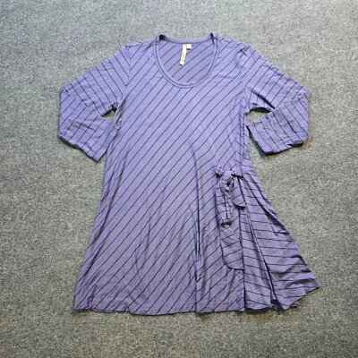 Comfy USA Dress Womens Medium Blue Striped Tunic Stretch 3/4 Sleeve Casual Basic - Изображение 1 из 4