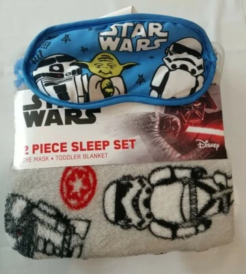 Disney Star Wars Blanket & Sleep Mask Set for Toddler Bed / Baby Crib 40x50 Soft - Image 1 of 2