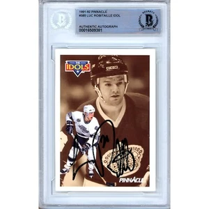 1991-92 Pinnacle #385 Luc Robitaille Signed Card AUTO Beckett BAS Slab LA Kings - Picture 1 of 6