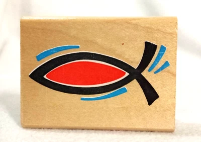 Rubber Stampede Christian Fish Graphic Symbol Fisher of Men Mounted Rubber Stamp - Image 1 of 4