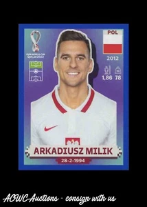 2022 FIFA World Cup Stickers Blue #POL 18 Arkadiusz Milik (Poland) - Picture 1 of 2