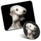 1 Mouse Mat & 1 Round Coaster Bedlington Terrier Dog #50223