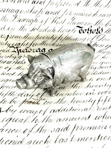 Antique Vintage Figural Pig Vesta Match Safe Silver Pewter - Picture 1 of 24