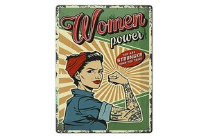 Blechschild Retro 30x40 cm Pinup women power Girl stronger Deko Schild tin sign - Picture 1 of 5