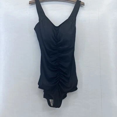 Traje de baño Maxine Of Hollywood talla 16 texturizado spa fruncido sujetador incorporado negro Foto 1 de 4