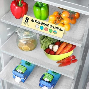8 Pack Refrigerator Liner Mats for Shelves Fridge Drawer Table Placemats - Picture 1 of 8