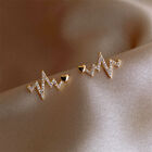 Elegant Rhinestone Heartbeat Stud Earrings Medical ECG Romantic Heart Earings Wa