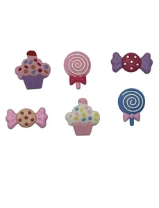 Cupcake Candy Shoe Charms Shoe Accessories 6pcs,  Shoe Charms 6pc - Picture 1 of 7