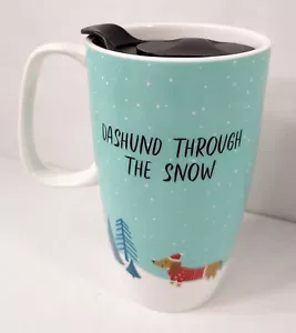 Dashund Through the Snow - 20oz Holiday Travel Coffee/Tea Mug - Frankie Grey - Picture 1 of 8