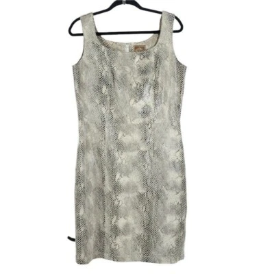 Винтажное женское платье AMI Y2K 90-е бежевое коричневое кожаное со змеиным принтом с тиснением футляр M  - Изображение 1 из 4