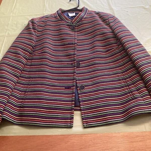 Talbots Vintage Modernist Rainbow Candy Striped Chic 60s Look Jacket Blazer 14 - Bild 1 von 10