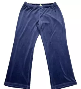 Lauren Ralph Lauren Velour Sweatpants Womens 1X Blue Pull On Wide Leg - Picture 1 of 13
