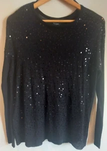 Vila Black Sequin Lightweight Wool Blend Knit Size XS - Picture 1 of 4