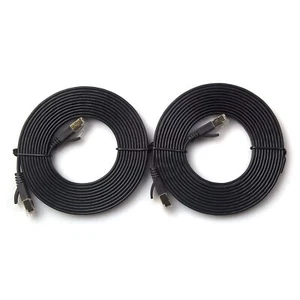 Cat 7 Black Flat Shielded Ethernet Network Cable 10 FT 2 Pack High Speed 10Gb... - Picture 1 of 9