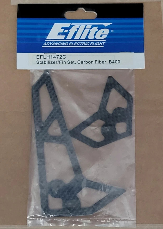 E-Flite EFLH1427C ~ Carbon Fiber Stabilizer / Fin Set: Blade 400 ~ NIP NOS - Image 1 of 1