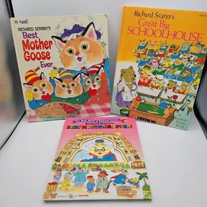 Richard Scarry Lot of 3 Large Hardcover Vintage 1970s & 1998  Books - Picture 1 of 17