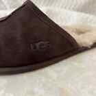 Ugg Australia Scuff Slippers Leather Sheepskin Lined Dark Brown Mens Size 11