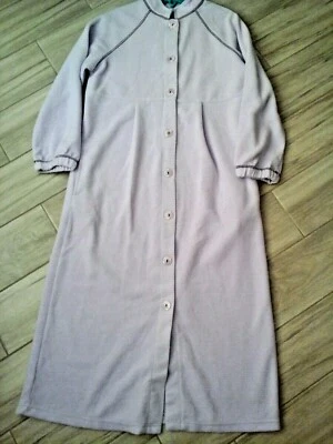 Stan Herman Lavender Mandarin Collar Button Front Long Poly Fleece Robe   Size S - Image 1 of 3