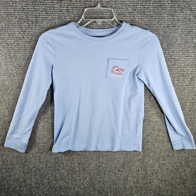 Vineyard Vines Snowboarding Whale Girls T Shirt Cotton Blue Pink Sz M (10/12) - Image 1 of 4