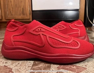 PRADA AMERICAS CUP SLIP ON RED SZ 9 US/ 8 UK bust cloud thunder leather patent - Picture 1 of 7