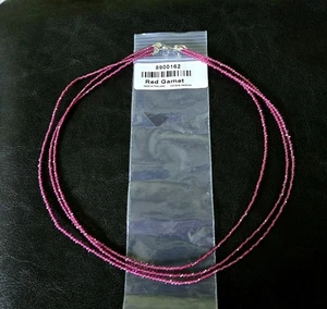 📿NATURAL BEADED GARNET 925 STERLING 3 LAYER/ MULTI STRAND NECKLACE - Picture 1 of 7