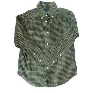 Camisa Ralph Lauren para niños con botones talla 5 verde a cuadros 100 % algodón - Imagen 1 de 6