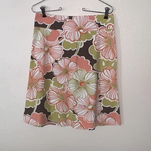Vintage Espresso Blumen A-Linie Rock Midi - Bild 1 von 5