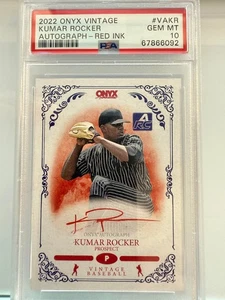 2022 ONYX VINTAGE KUMAR ROCKER AUTO RED INK /25 RANGERS RC PSA 10 POP 1 - Picture 1 of 2