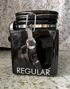 OGGI 5” Ceramic storage Canister with handle Kitchen Regular Coffee Jar w/spoon - Picture 1 of 8