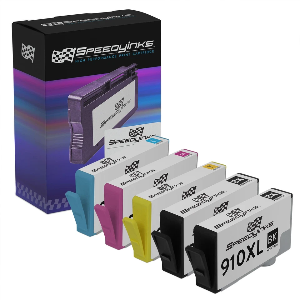 Speedy 5PK REMAN HP 910XL HY Ink Cartridges 2 Black 1 Cyan 1 Magenta 1 Yellow - Image 1 of 4