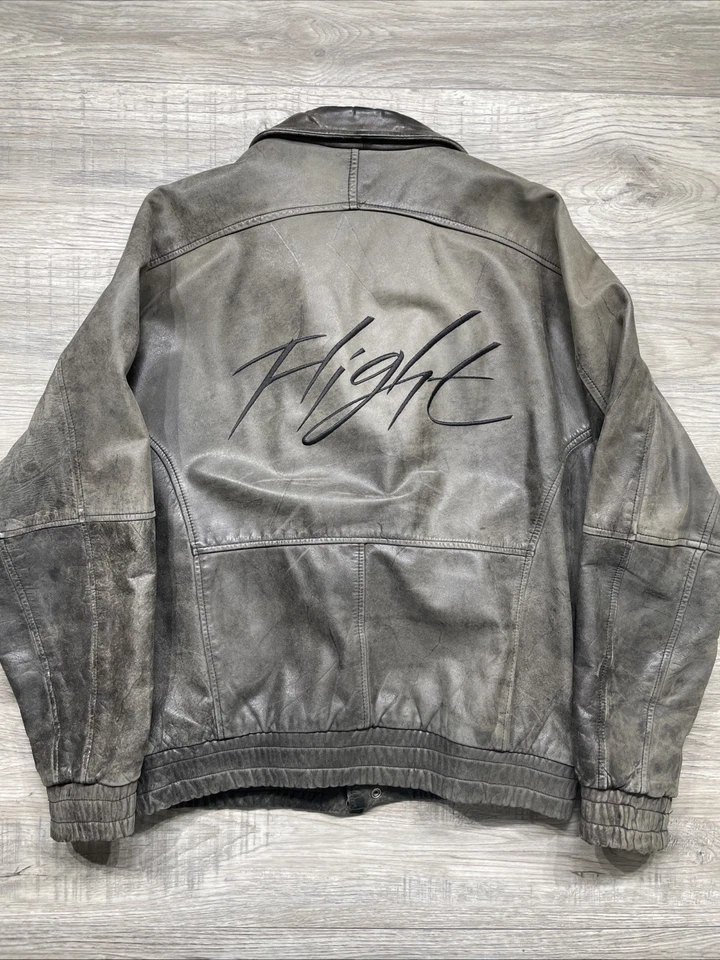 Chaqueta de Cuero Nike Jordan Flight Años 80/90 De Colección Negra Forro Naranja Desteñido L Foto 1 de 4