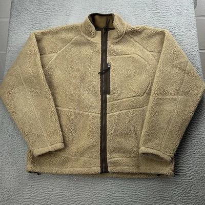 Cabela's Berber Fleece WindShear Full Zip Jacket Outfitter Beige Brown Large - Image 1 of 4