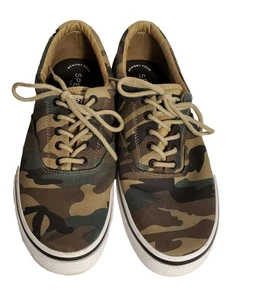 Sperry Mens STS23577 Green Halyard Camo Canvas Size 10.5 Sneaker (Z4) - Picture 1 of 6