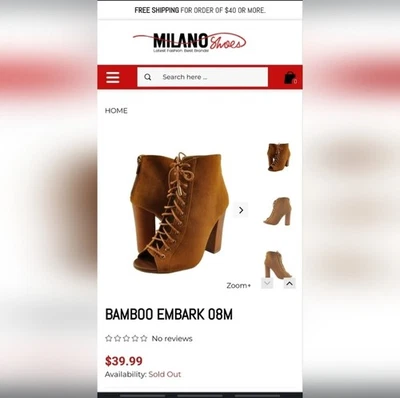 Botín de bambú para mujer Embark-08M gamuza punta abierta negro con cordones tacón bloque talla 9 Foto 1 de 4