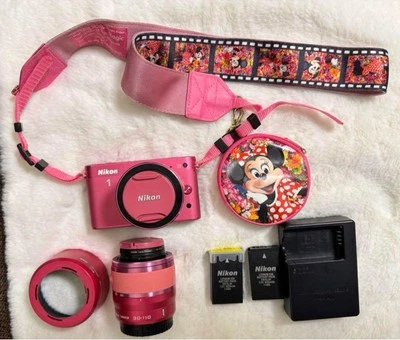 Nikon 1 J2 Pink Mirrorless Camera Pink & 10-30mm/30-110mm 2 Lens Set! English OK - Image 1 of 4