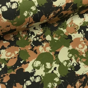 JUNGLE Skulls Army Camouflage 100% Cotton Poplin Dress Fabric Gothic Frock 45" - Picture 1 of 3