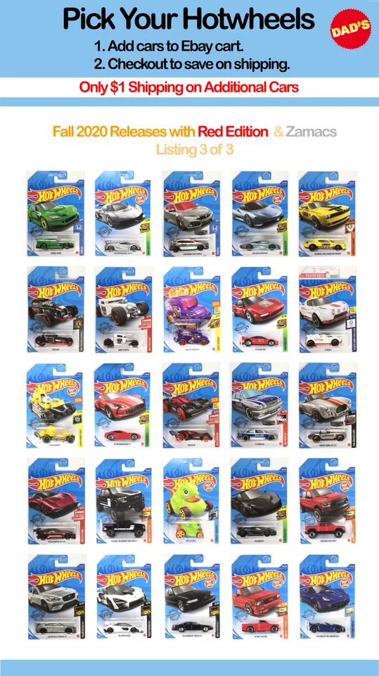 Hot Wheels 2020 lançamentos de outono com edição vermelha e Zamac parte 3 de 3 P estojo 12/20 - Imagem 1 de 1