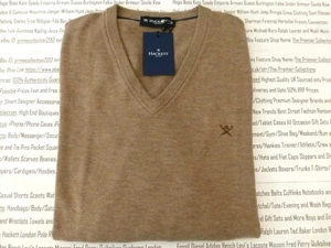 Hackett Pullover mit V-Ausschnitt Herren Größe L-XXL Pullover Baumwolle L. braun Seidenoberteil NEU R£ 105 - Bild 1 von 9