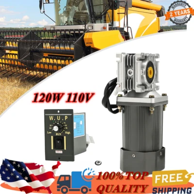 Electric Worm Gear Reducer Gearbox 30 : 1 Worm Gear Motor High Torque 110V 120W - Image 1 of 4