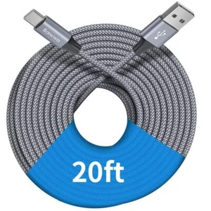 Long USB C Cable 20ft, USB A to Type C Cable Charger Cord Premium Nylon Braid... - Photo 1 sur 8