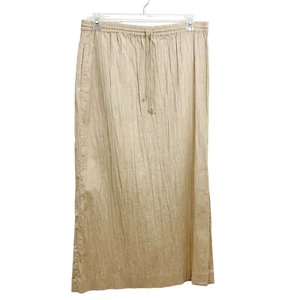 Bernard Zins Paris 12 Diva Cotton Pleated Maxi Skirt Drawstring Slit Pocket - Picture 1 of 7