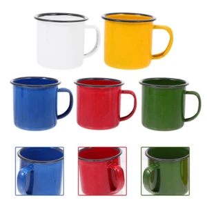 5 Stück verschiedene Farben Emaille Becher Vintage Trinkbecher für Wasser Saft - Bild 1 von 12