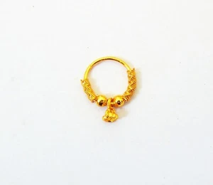 Indian Nath 18K Gold Plated Women Ethnic Hoop Nose Ring Gift Nos Ear Pin Jewelry - Picture 1 of 4