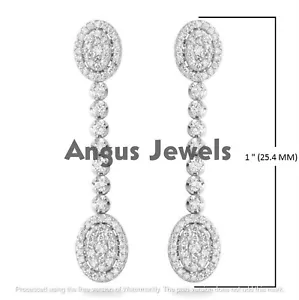 2 Ct Round Cut Moissanite Dangling Earrings Solid 14K White Gold - Picture 1 of 6