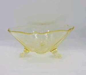 Lancaster Yellow Depression Glass 3 Footed Bowl Candy Dish - Picture 1 of 11