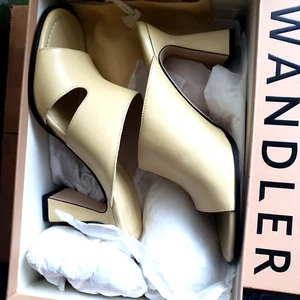 WANDLER Women’s Marie Lambskin Cutout Sandals DESERT COLOR 38 / 8 US - Picture 1 of 12